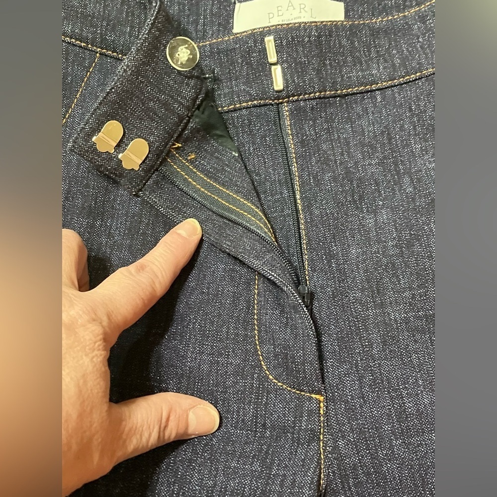 Pearl by Lela Rose Stretch Denim Deedie Pants in dark blue - Picture 4 of 8